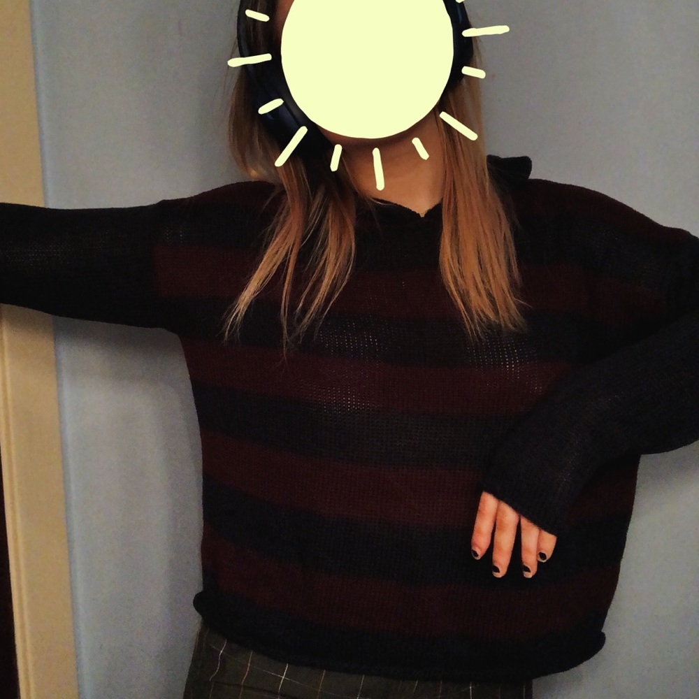 Forever 21+ Striped Sweater Hoodie Size XL